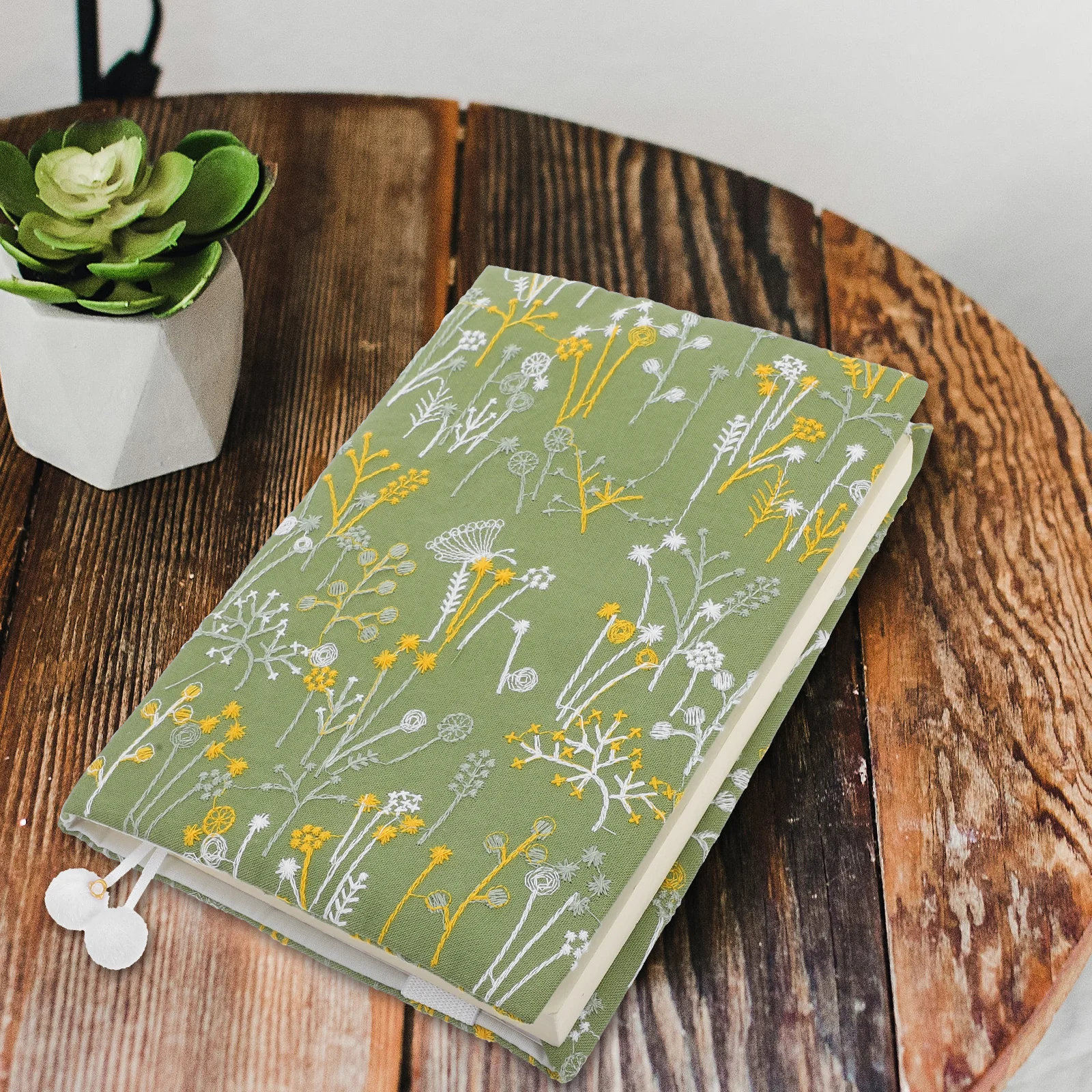 Funda de libro con patrón de planta, funda de tela A5 para libros de texto de tapa dura, cubierta protectora antidesgaste lavable reutilizable