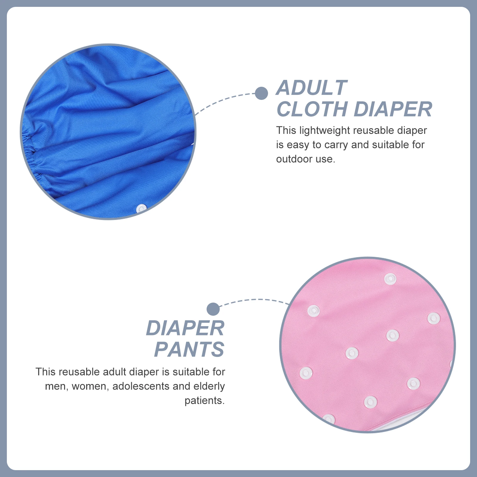 

2Pcs Reusable Adult Diaper Washable Cloth Diapers for Old Man Women Teens Adjustable Leak-Proof Panties Soft Skin-Friendly