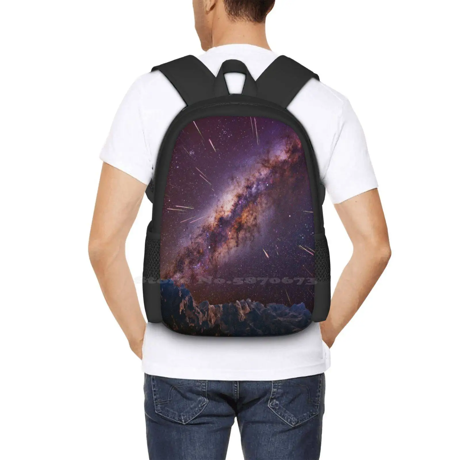 Kaboom-mochila para estudiantes universitarios, bolsa de diseño con patrón, Vía Láctea, perseides, estrellas de tiro, montañas, Alps, Austria, Ennstal