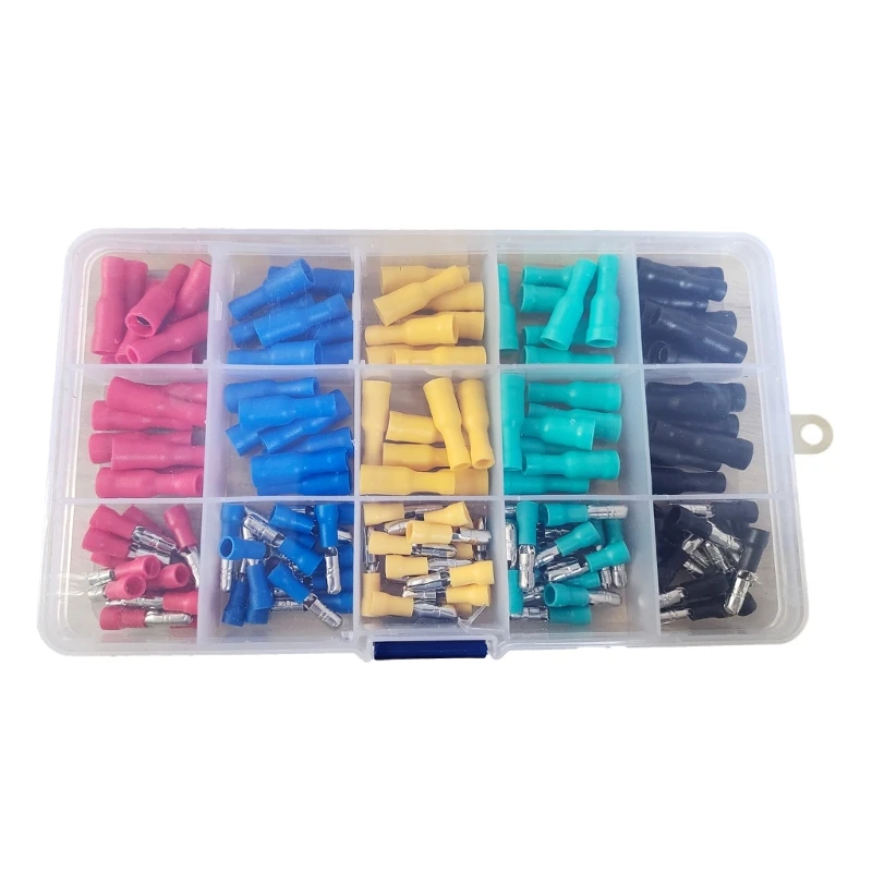 Pack of 120 Crimp Connectors Assortment Cable Lugs Round Butt Connectors for Car