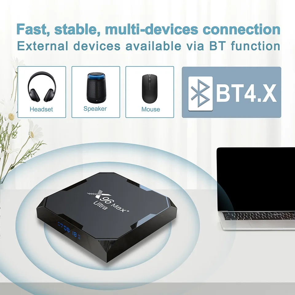 X96Max Plus Ultra TV Box Android 11 TV Box Android 32GB 64GB Amlogic S905X4 AV1 8K Wifi BT4.X Reproductor Multimedia Set Top Box IPTV TV Boxes Android 5