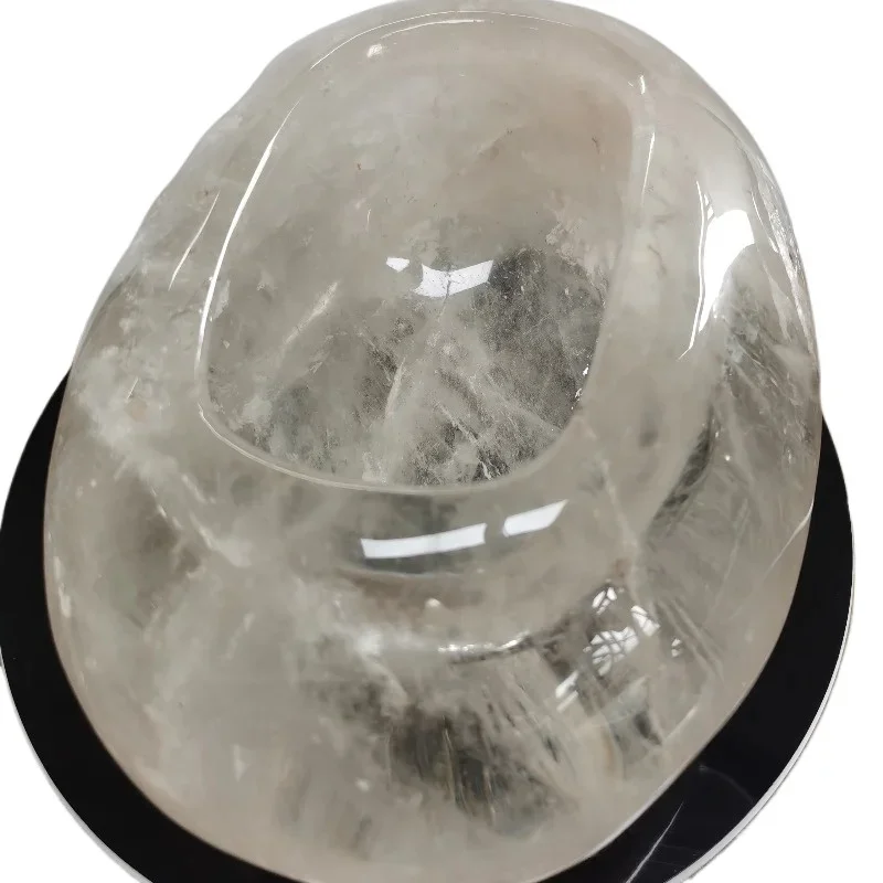 Luxury transparent quartz fluorite crystal bowl gift oval crystal singing bowl jar home decoration