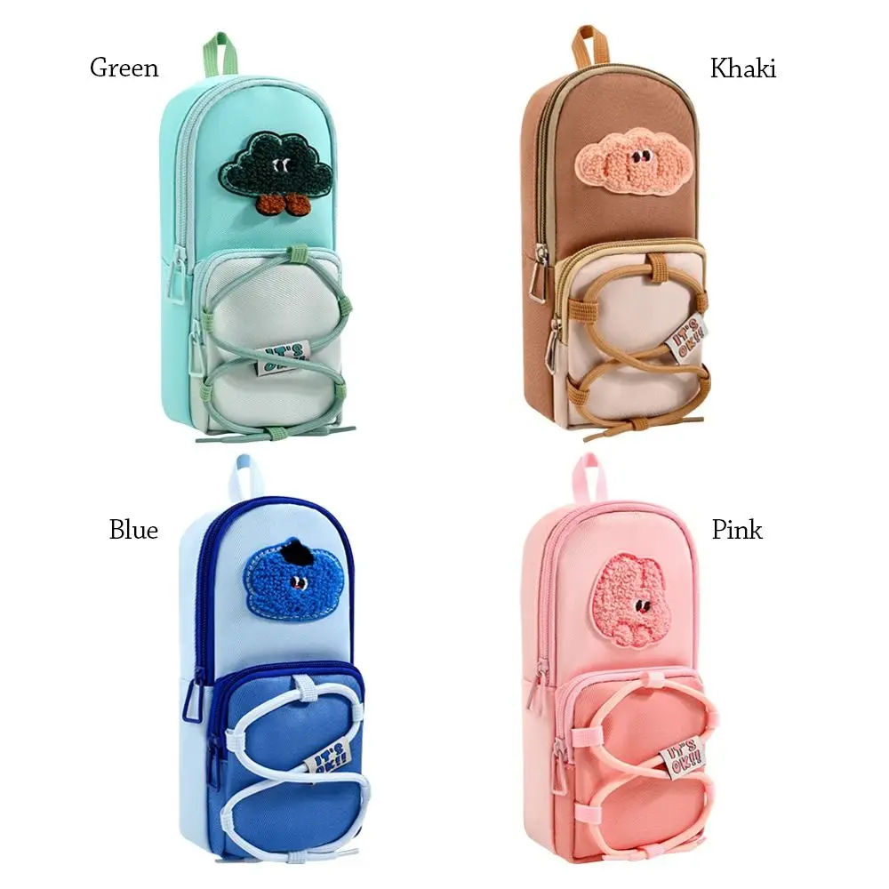 2025 مقلمة برباط مطرزة بسعة كبيرة منظم قرطاسية متعدد الطبقات حامل قلم محمول مستلزمات الطلاب #4