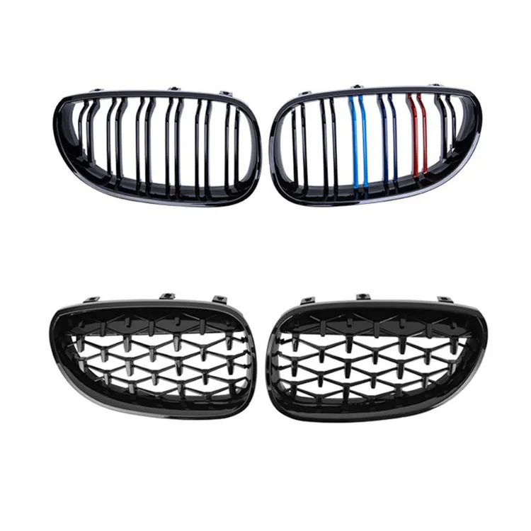 

Auto Parts 5 Series E60 E61 Three Colour Double Line Kidney Diamond Front Grill M Colour Double Slat E60 Front Grille for BMW