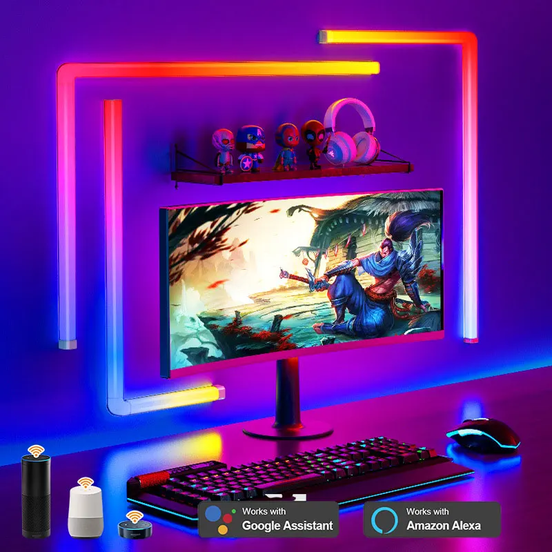 Thông Minh LED RGBIC Chơi Game Bầu Khí Quyển Sáng Bluetooth Ứng Dụng Điều Khiển Giọng Nói Đồng Bộ Nhạc Tự Làm Đèn Ngủ Tivi Phòng Ngủ Thanh Trang Trí