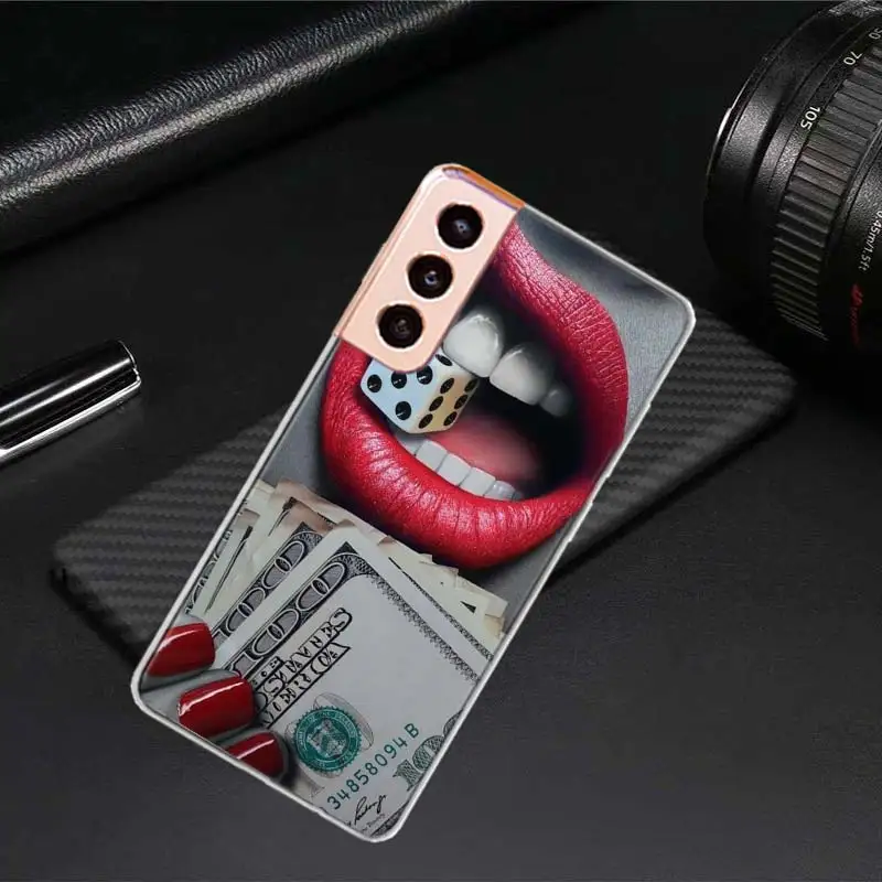 Flaming Red Lips Money Phone Case For Samsung A15 A25 A35 A55 Galaxy A70 A50 A40 A30 A20 A20E A20S A05S M12 M21 M30 M31 M32 M