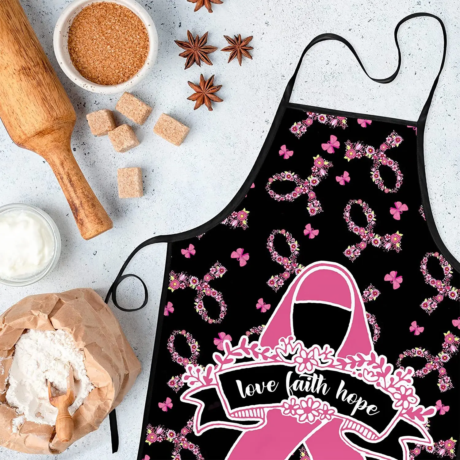 Breast Cancer Apron Kitchen Cooking Aprons for Women Gift for Chemo Patients Friends Colleagues