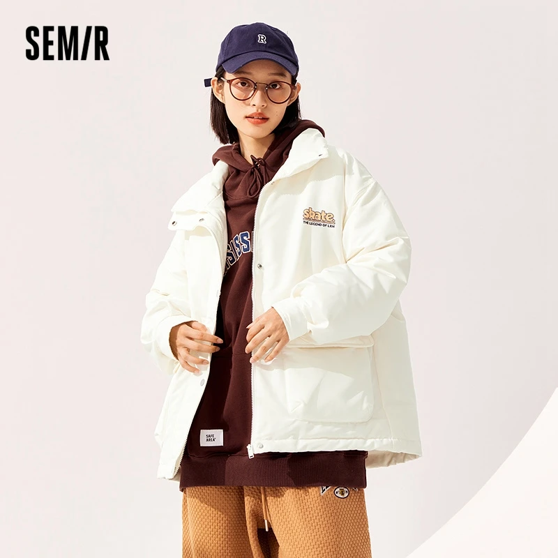 Semir-女性用のミドル丈ジャケット,スタンドカラー,3プルーフ,漫画,冬用,ルーズ,暖かい,2022