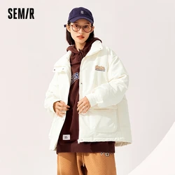 Semir Down Jacket Women Mid-Length Stand-Up Collar Three-Proof Cartoon 2022 Winter New Loose Warm Jacket