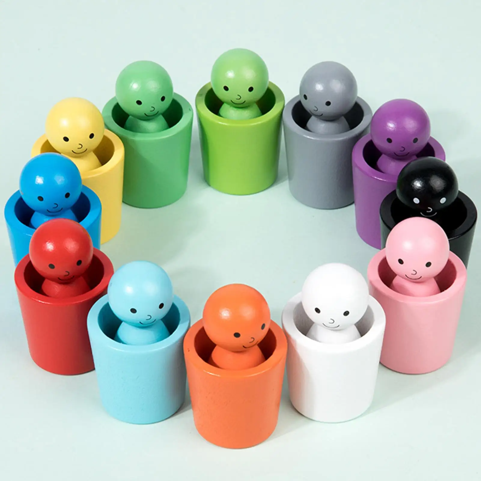 아기 몬테소리 무지개 공 컵 색상인지 일치 정렬 게임 미세 모터 조기 교육 학습 장난감 아이 선물