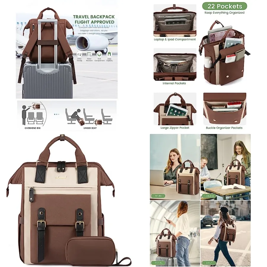 

Laptop Backpack for Women Work Travel Backpack, Stylish College Backpack Purse, Busess Computer Bag Commuter Teacher Doctor Nur