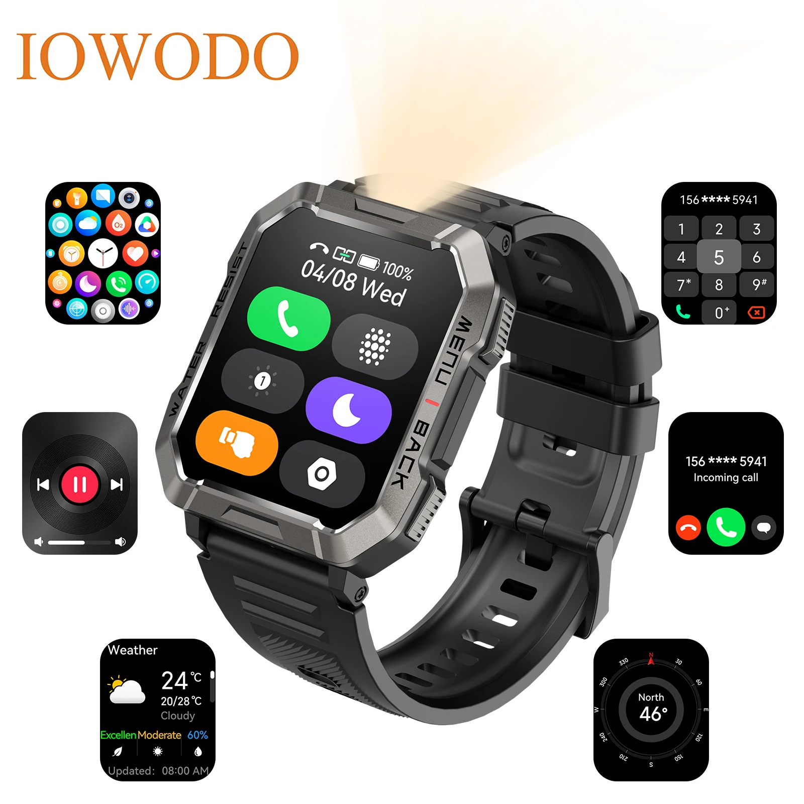 IOWODO Smart Watch for Men 2.01