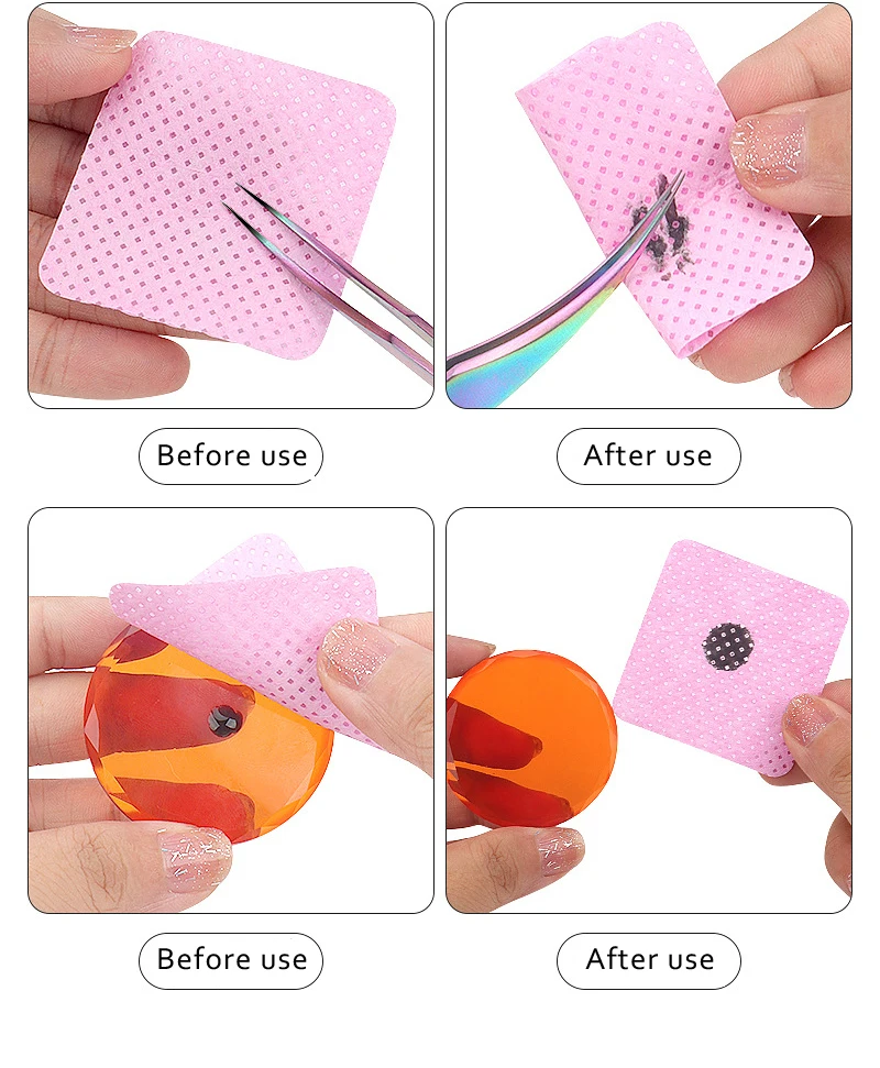200 stücke Fusselfreien Nagellack Entferner Baumwolle Tücher Papier Pads Reinigung Werkzeug Nail art Tipps UV Gel Wimpern Kleber reiniger Befer – Detail 9