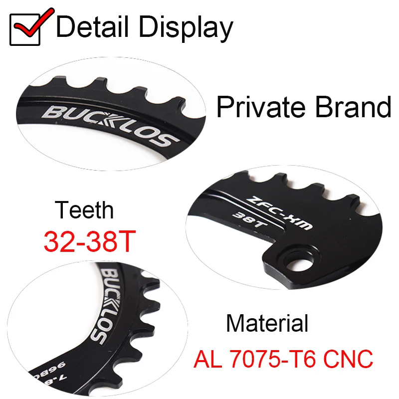 BUCKLOS Chainring 96BCD Round/Oval Bike Chainwheel 32/34/36/38T Chain Ring for SHIMANO M7000 M8000 M4100 M5100 Tooth Plate 96bcd view 6
