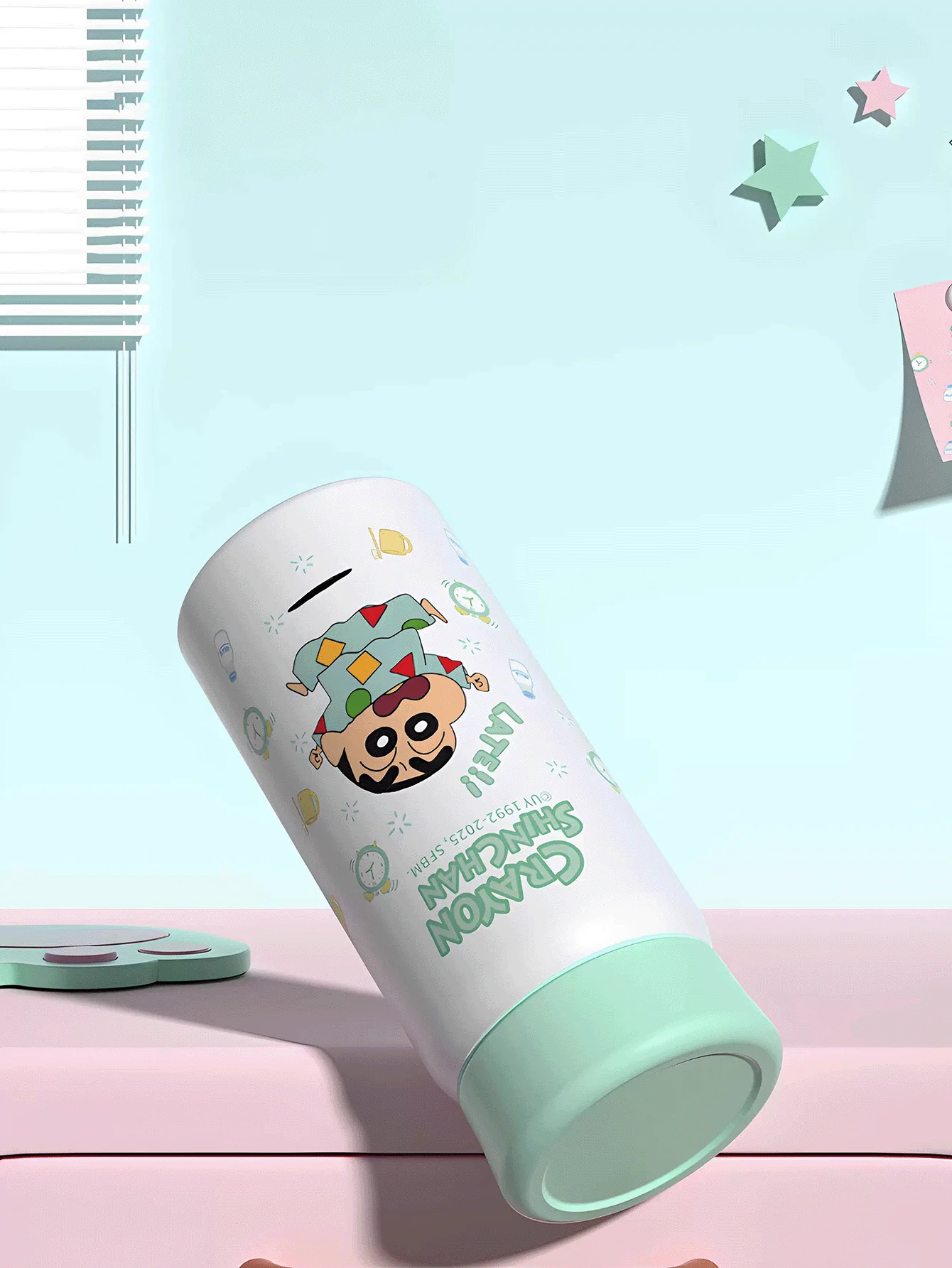 Taza de bolsillo de dibujos animados Crayon Shin-Chan, 200 ml (6,76 oz), taza aislante de viaje simple, para uso diario de niños y niñas