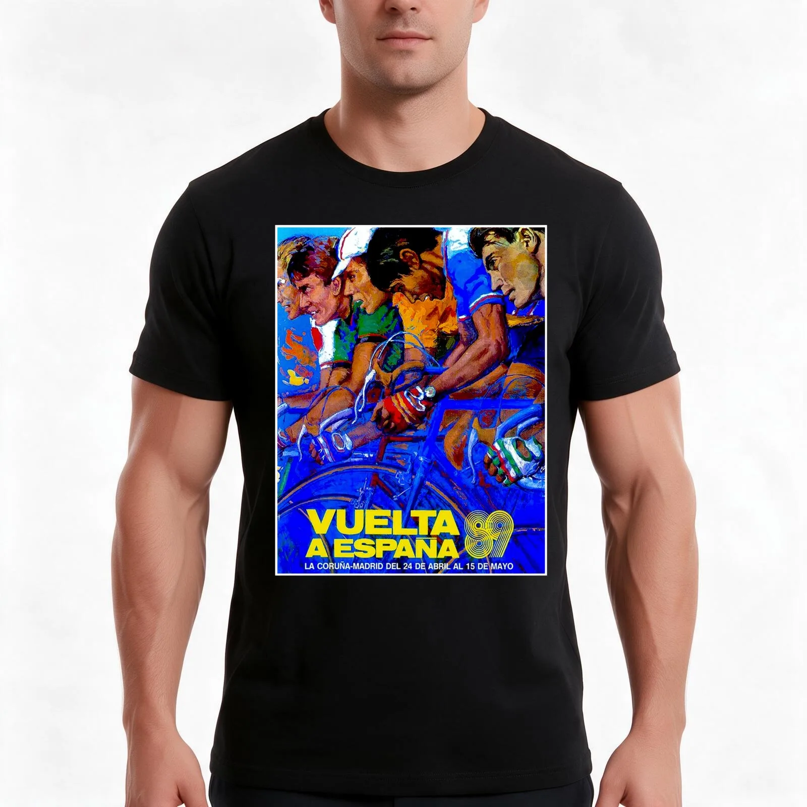 VUELTA A ESPANA : Vintage Bike Racing Advertising Print T-Shirt, Summer Casual Cotton Tee, Oversized Streetwear Tops
