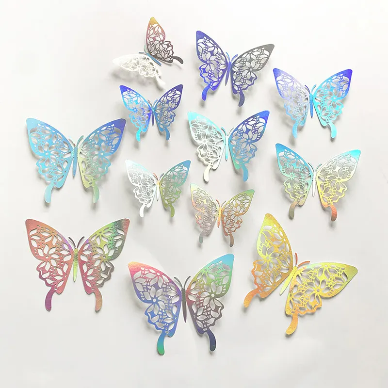 12pcs Gradient Butterflies Wall Stickers Home Decoration butterfly stickers Wall Art Magnet Stickers Party DIY Decorations