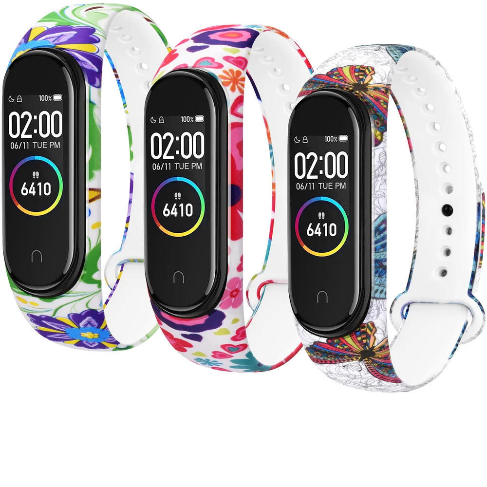 Strap For Xiaomi Mi Band 4 3 watch band Creative graffiti style Silicone bracelet replacement For XiaoMi band 3 4 Wristband