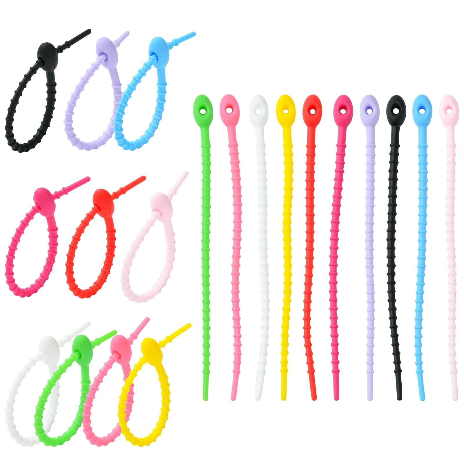 20pcs/Set KeyChain Tag Rope Silicone Rubber Wire Cable Loop Screw Lock Gadget Ring Key Holder Keyring DIY Handmade Finding