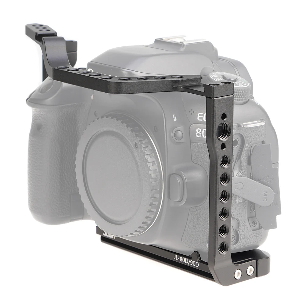 FOTGA Gabbia per fotocamera per Canon 90D 80D 70D Kit gabbia per fotocamera DSLR in alluminio Telaio di estensione Scarpa fredda per 90D 80D 70D