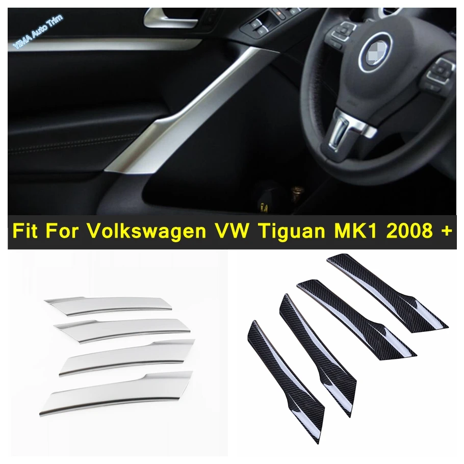 

Carbon Fiber Look / Matte Ca Door Armrest Handle Decor Stripes Cover Trim Accessories For Volkswagen VW Tiguan MK1 2008 - 2015