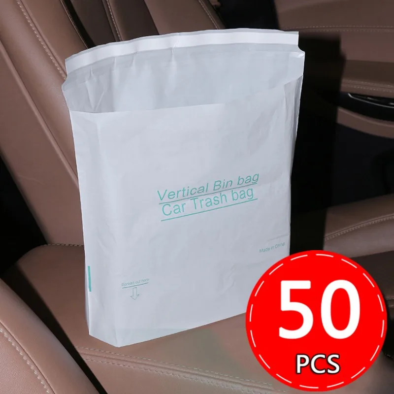 Disposable Car Garbage Bag Self Adhesive and Self supporting 2-in-1 Trash Bags Universal Portable Waterproof Bin Bag Storage Bag