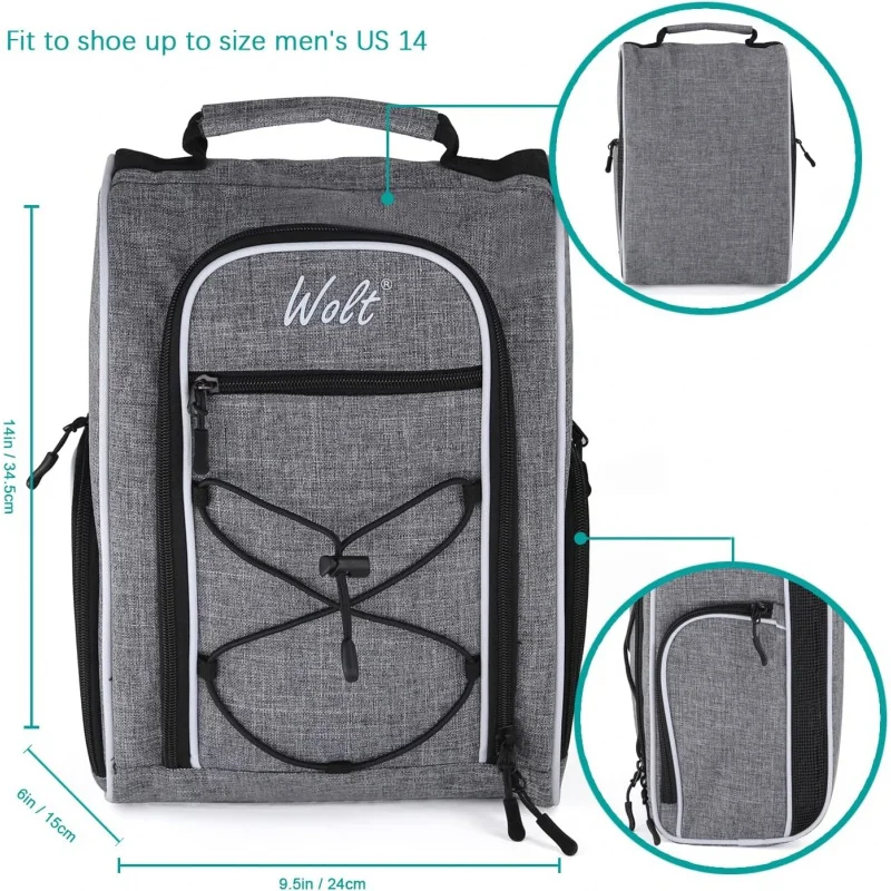 Wolt Golf Shoe Bag - Sports & Travel Shoes Carrier Bags with Ventilation & Socks, Tees, Golf Balls,
