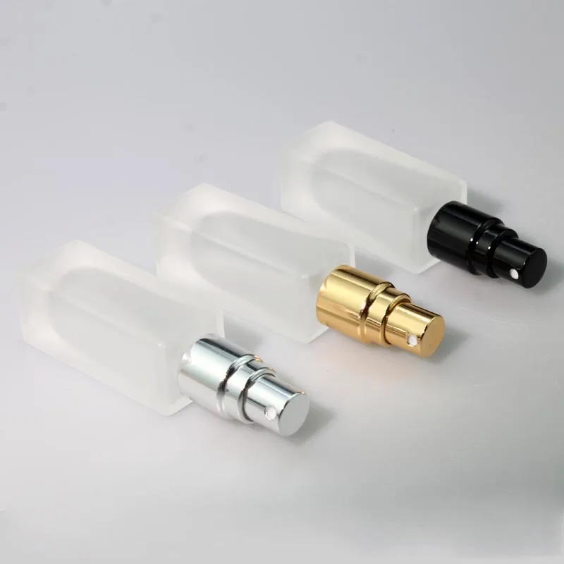 Frasco de spray de vidro grosso 5ml/10ml/15ml, frasco de teste de perfume transparente fosco, design à prova de vazamento, embalagem cosmética diy