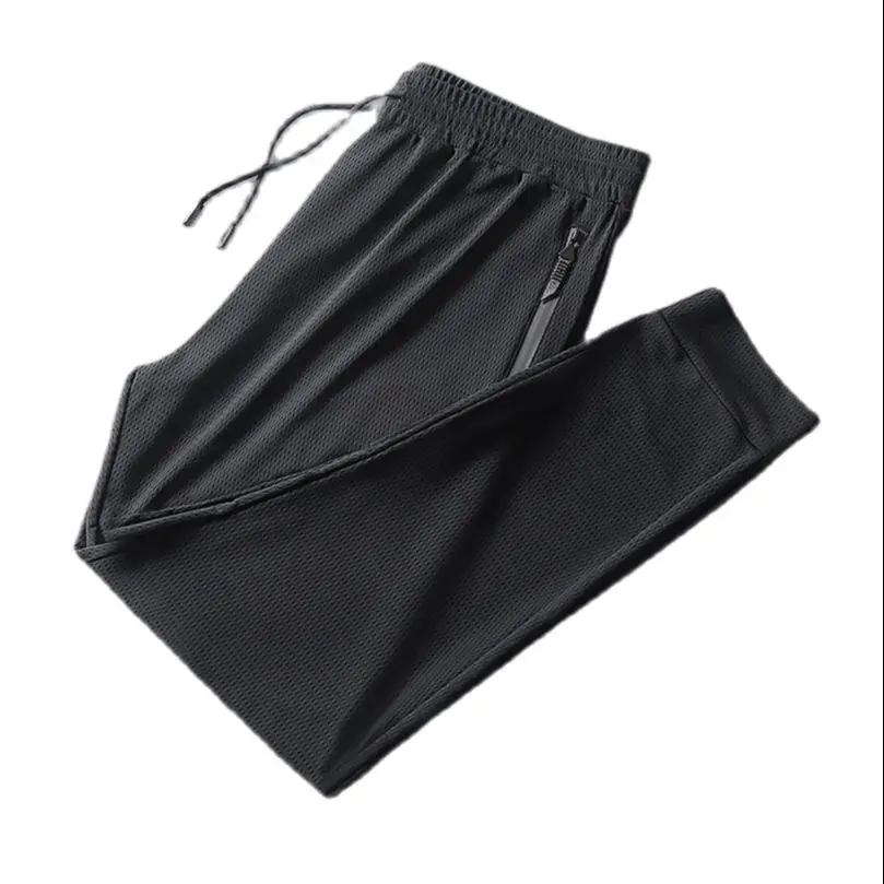 Men's Sportswear Summer Cool Quick Dry Breathable Knit Sports Pants Drawstring Thin Boys Trousers Tactical Clothing 2025