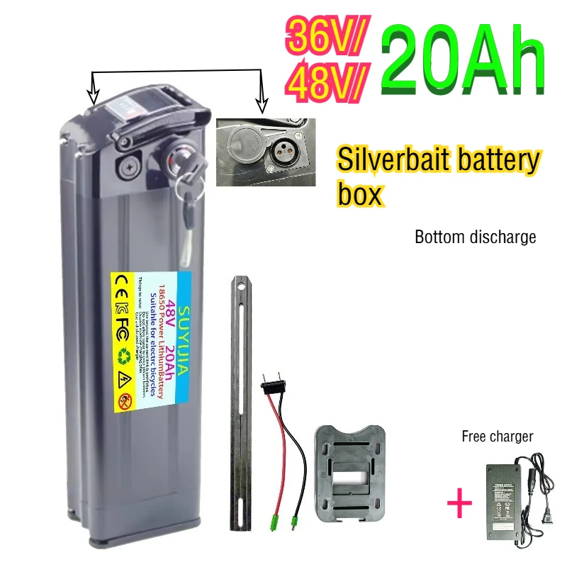 

48V 36V 20Ah 15Ah electric bicycle battery 18650 cell BMS protection suitable for 250W-1000W folding bicycle replacement battery