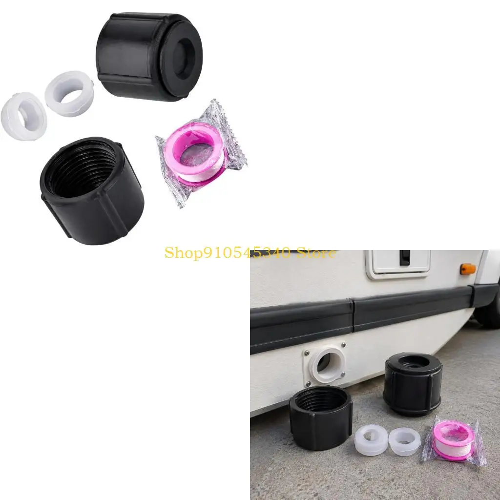 U2JA Trailer Low Point Drain Seal Cap Set with ABS Threaded Replacement Cap and Sealing Inserts for Drain Outlet Maintenance and
