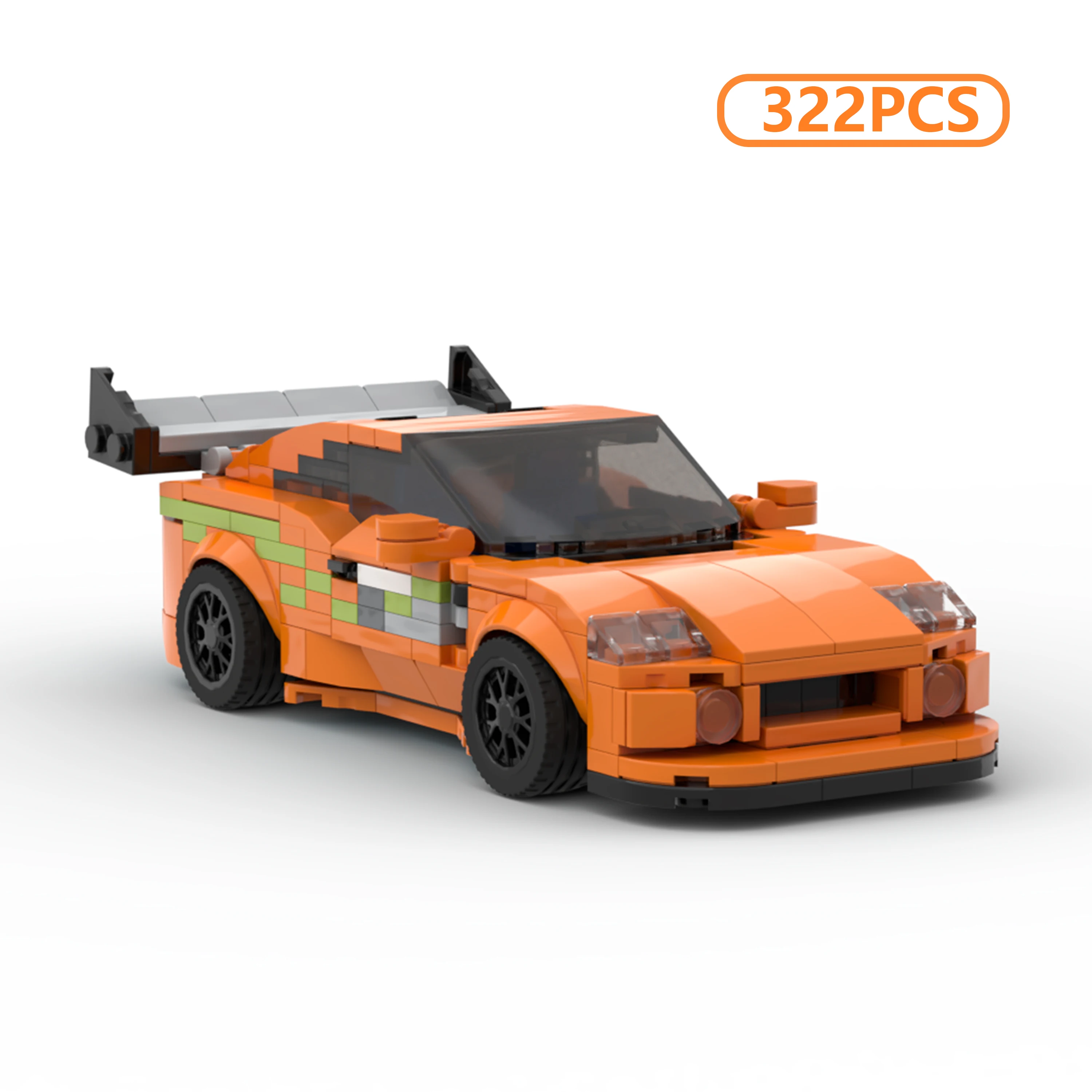 

MOC Japanese Sports Car Building Blocks Orange JDM Model Speed Series Assembly Kit for Adults Collectors