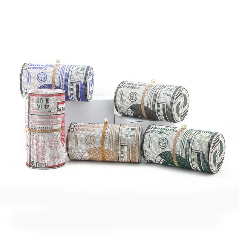 المرأة مرصع بالماس حقيبة العشاء الدولار مخلب مأدبة الماس طبل سلسلة حقيبة ساعي Torebka Damska Bolso De Fiesta Mujer #5