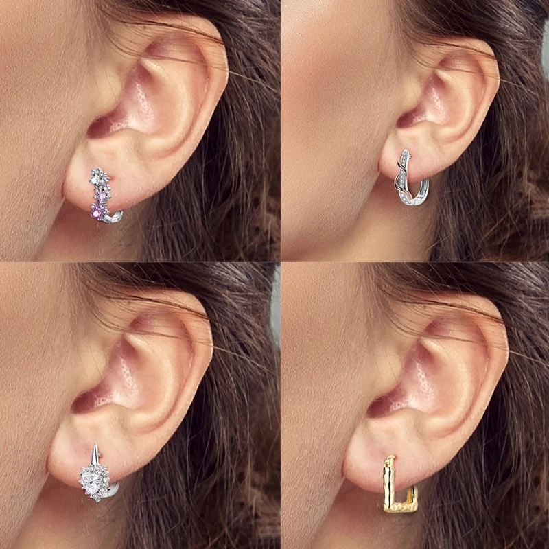 925 Sterling Silber Creolen Pfotenabdruck Blumenstrauß Kleeblatt Lavendel Fisch Bunter Schmuck Geschenk für Frauen und Mädchen – Detail 5