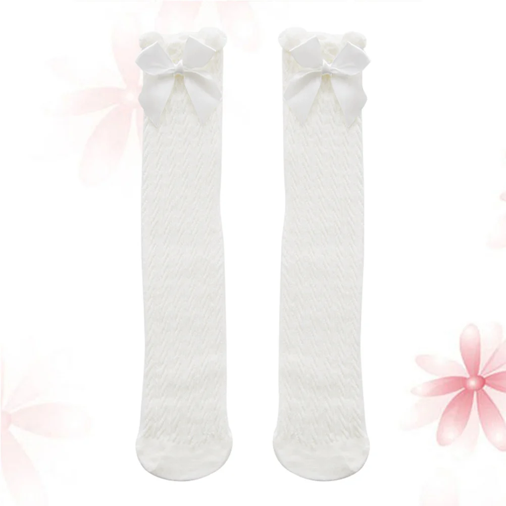 Calcetines hasta la rodilla con lazo grande de 38cm para niñas pequeñas, calcetines largos suaves, transpirables y cómodos