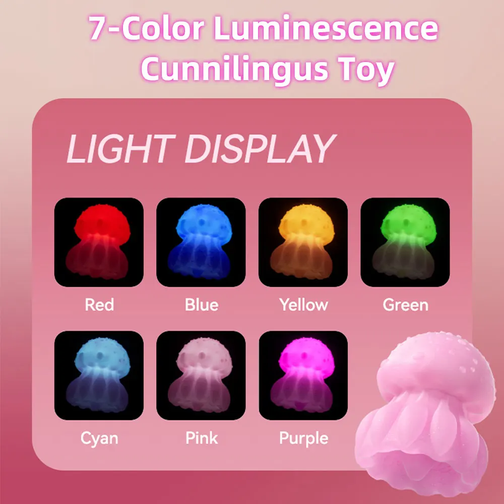 Tongue Licking Vibrator 10 Modes Vibration LED Rainbow Color Jellyfish Vibrator Nipple Clitoral Stimulator Sex Toy for Adults 18