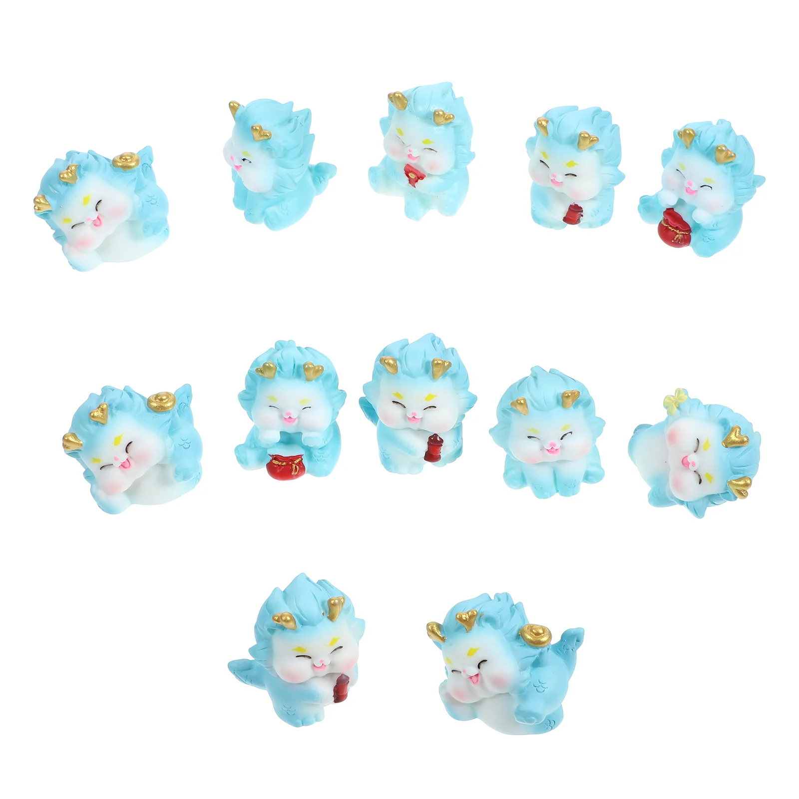 

12 Pcs Micro-landscape New Year Ornaments Chinese Dragon Mini Figurine Miniature Decoration Accessories Cute Figurines