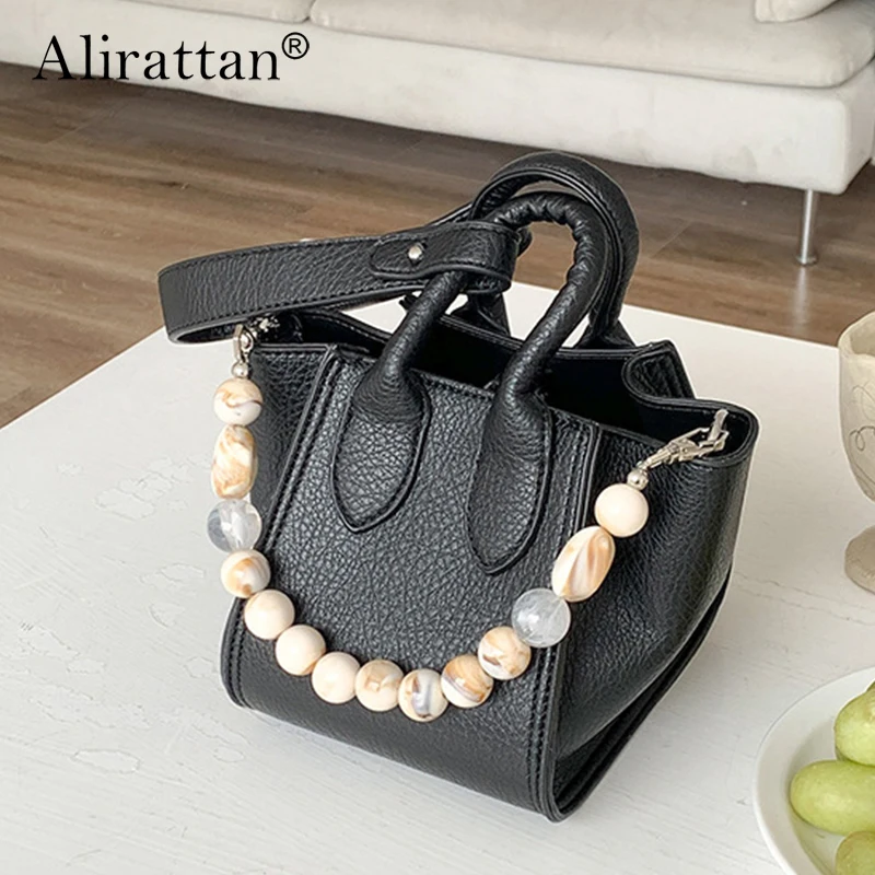 

Alirattan 2024 New Women's Bag Popular Design New Beaded Handbag Texture One Shoulder Crossbody Bag Fashion Wing Bucket Bag