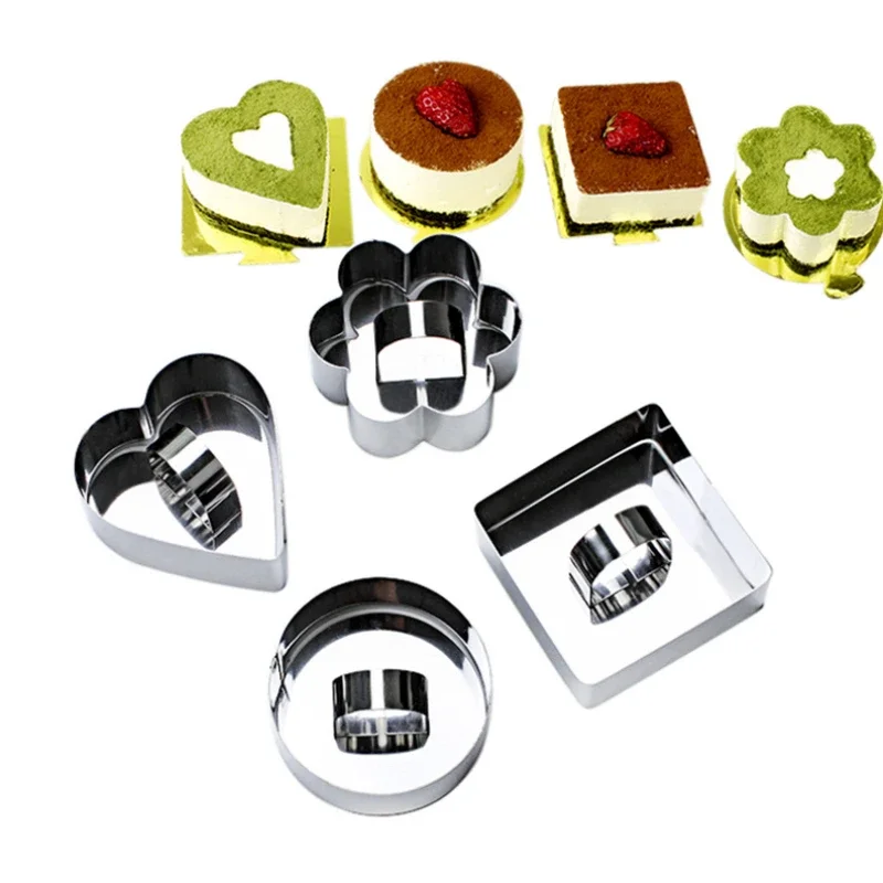 

1PC Pack Mousse Cake Ring Mold Set Stainless Steel Dessert Mousse Mold with Pusher Cooking Rings for Fluffy Pancakes Rice Salad