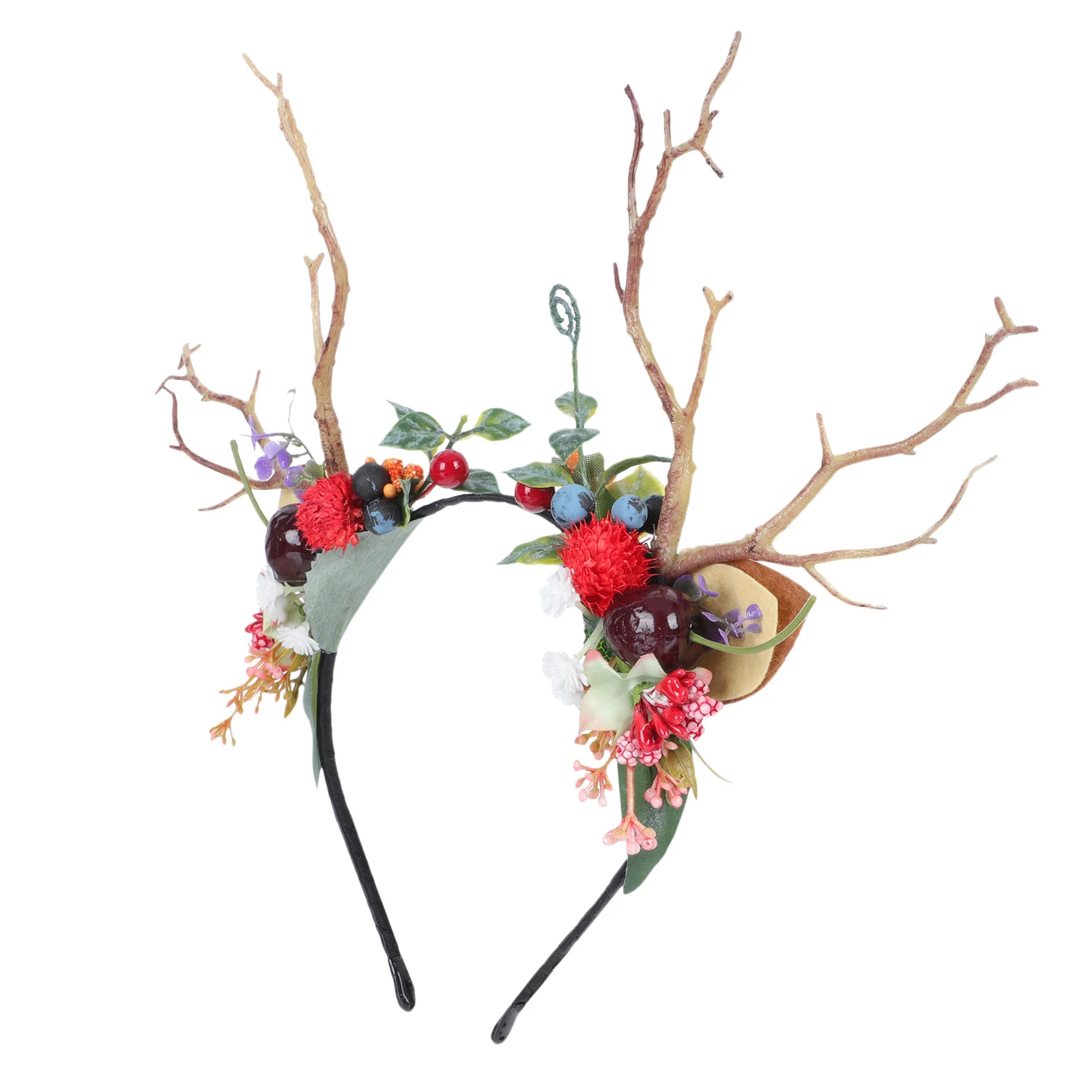 

Reindeer Antlers Hair Hoops Branch Horn Headband European American Floral Garland