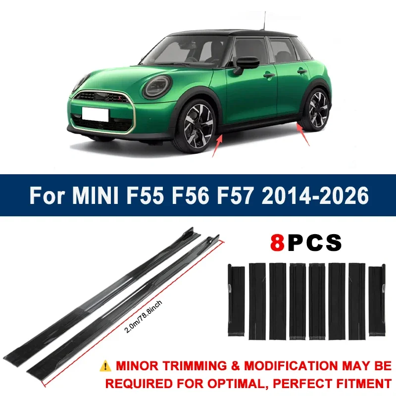 

Aerodynamic 2m Sectional Side Skirt Extension Lips Racing Side Spoiler For MINI F55 F56 F57 2014-2026 2015 Sport Upgrade Kit