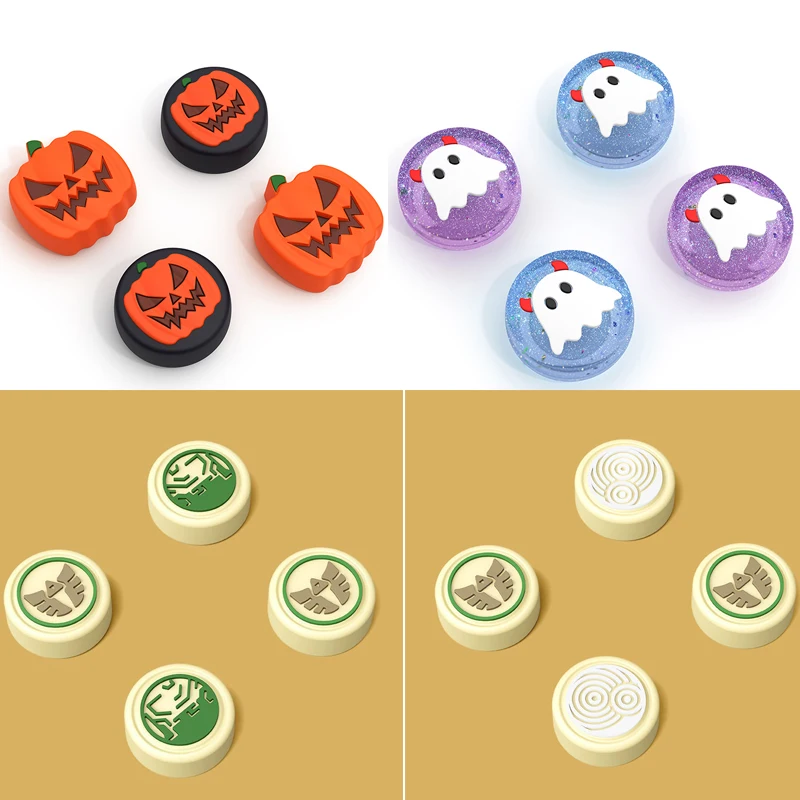 4pcs Pumpkin Ghost Silicone Thumb Stick Grip Caps Compatible with Nintendo Switch OLED/Switch Lite/Switch Protective Cover