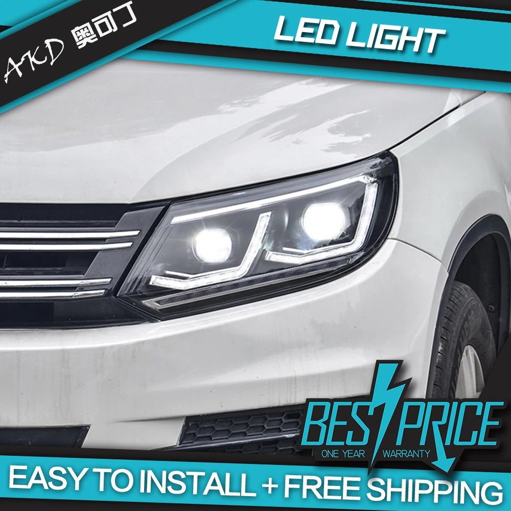 

AKD Car Styling for Tiguan Headlights 2013-2016 Tiguan LED Headlight DRL Head Lamp Angel Eye LED Porjector Lens Beam Accessories