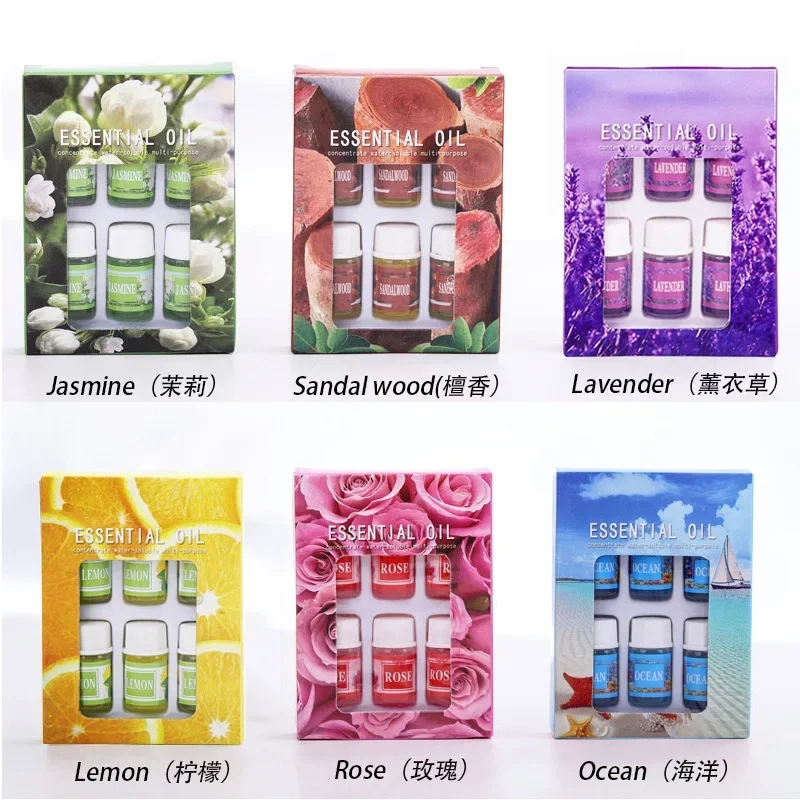 6pcs Aromatherapy Plant Essential Oils Water-based Humidifier Fireless Aromatherapy Refill Liquid Lavender Parfum Essential Oil