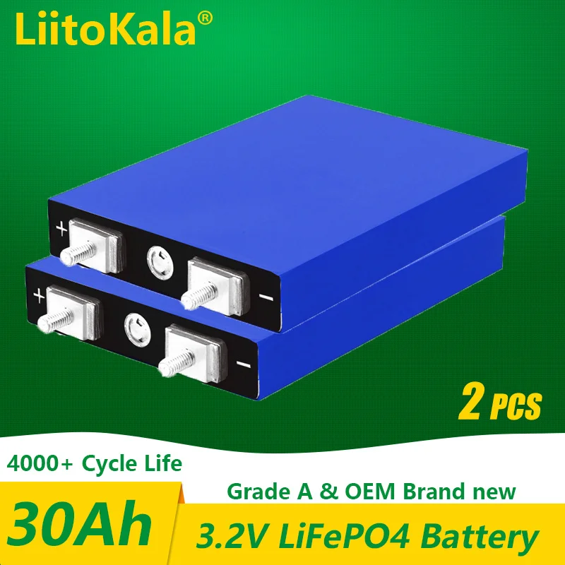 2PCS LiitoKala 3.2V 32Ah Lifepo4 Batteries 4S 12.8V 30ah Lithium Iron Phosphate Battery Pack Solar Motorcycle Electric Vehicle