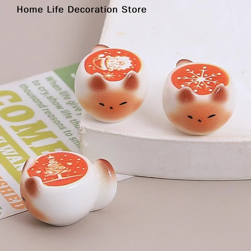 Resin Cat Shaped Mini Figurines 5/10pcs Non-Porous Coffee Beads Cute Latte Decor for DIY Accessory Making Gifts