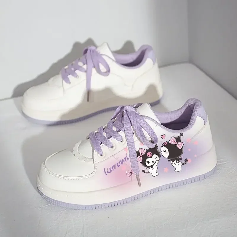 Sanrio Kuromi Handpainted Skateboard Shoes Mymelody New Korean Style Girls Breathable Shoes Versatile Student Little White Shoes