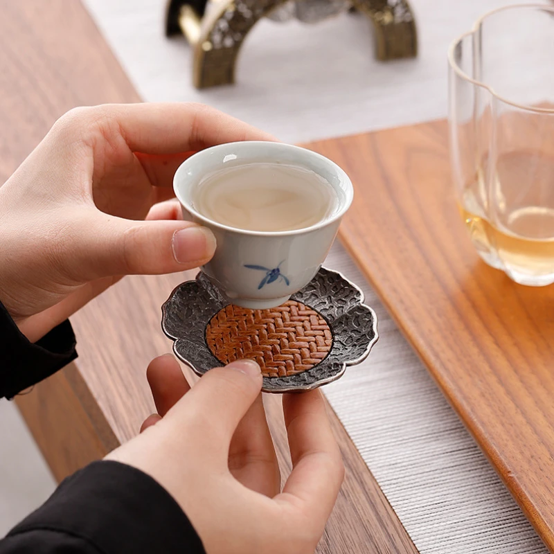 中国アンティーク銀合金コースター竹マット断熱ティーカップトレ - Bamboo Tea Tray のレビューと価格