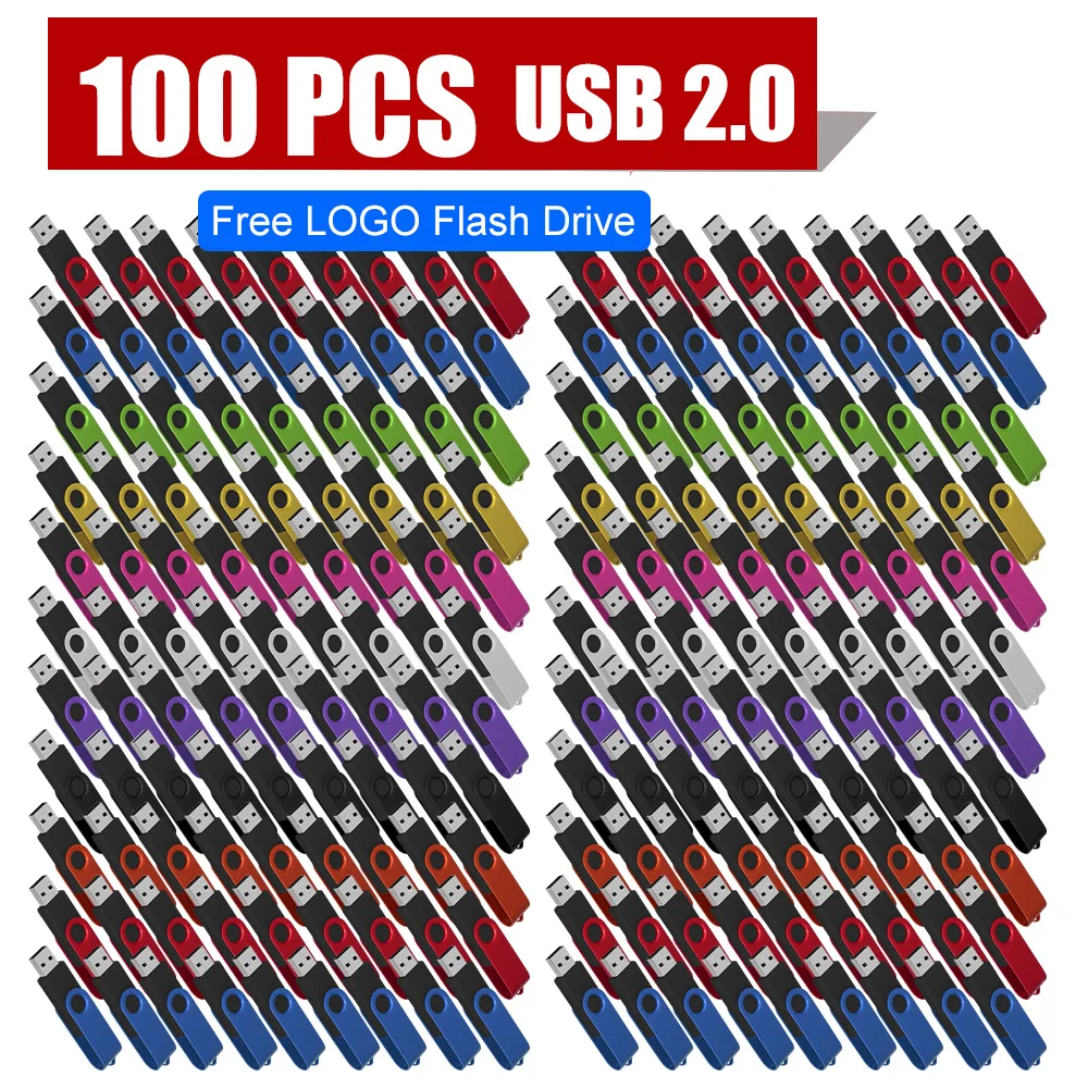 100pcs/lot Rotation USB 2.0 Flash Drive 4GB 8GB 16GB Pen Drive Free Custom Logo 1GB 2GB 128MB Memory Flash U Disk 32GB 64GB