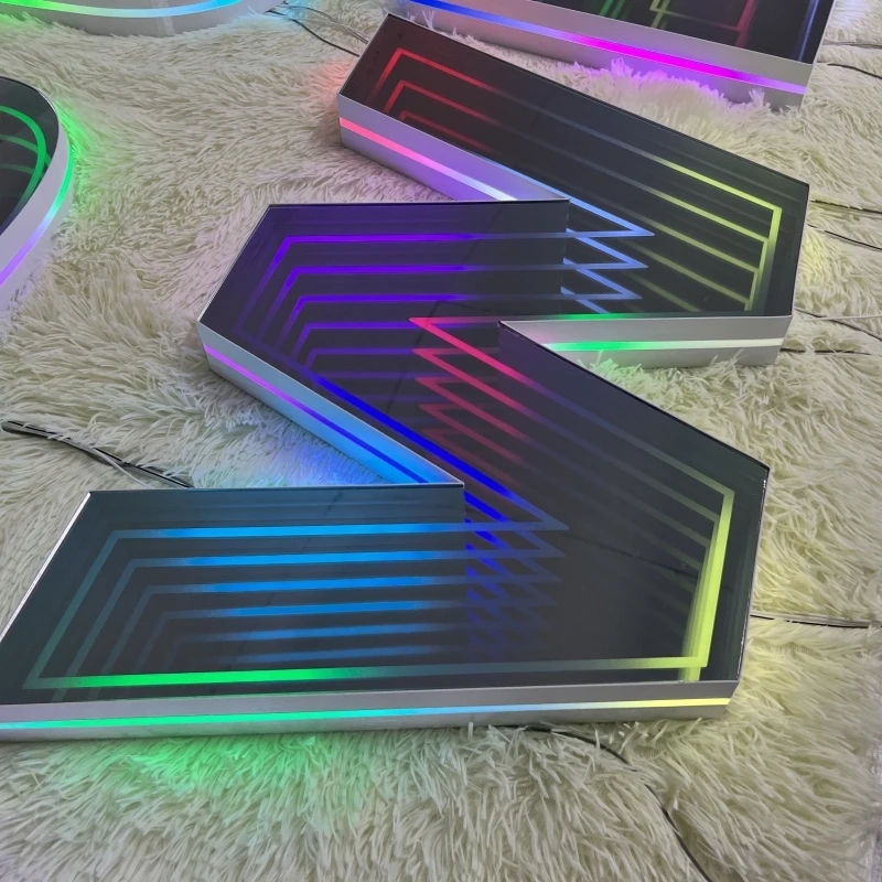 Manufacturer's 3D Infinity Mirror Acrylic Letters LED Light Source for Office Advertising view 4